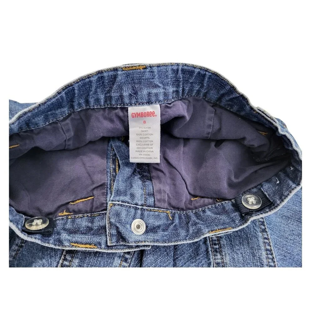 GYMBOREE Blue Adjustable Waist 100% Cotton Denim Jean Skort - Girls 8
